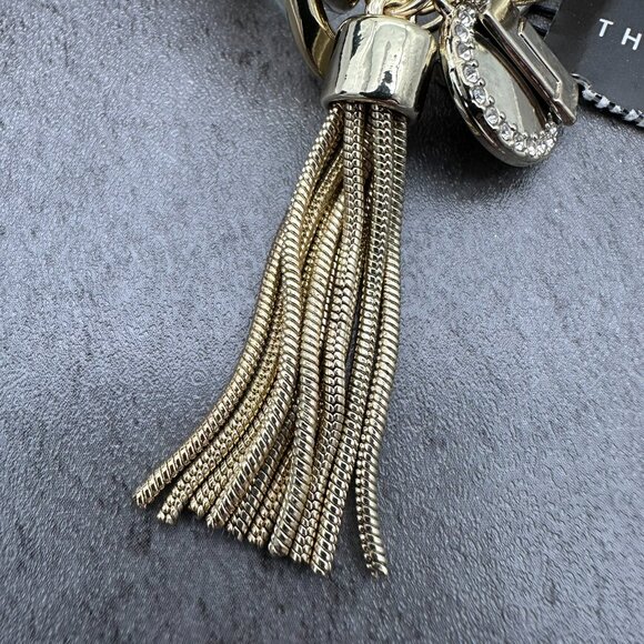 The Limited Gold Tone Thick Chunky Chain Link Toggle Tassel Charm Cuff Bracelet - Picture 5 of 12